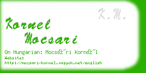 kornel mocsari business card